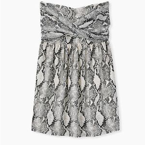 Grey Snakeskin Print Strapless Babydoll Tunic
